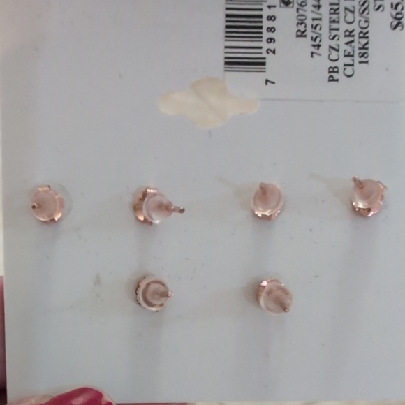 Giani Bernini Rose Gold and Silver Cubic Zirconia Stud Set - Picture 3 of 5